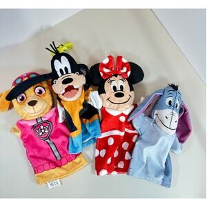 Lot of 4 Hand Puppets Melissa & Doug Skye Paw Patrol Minnie Mouse Eeyore Goofy
